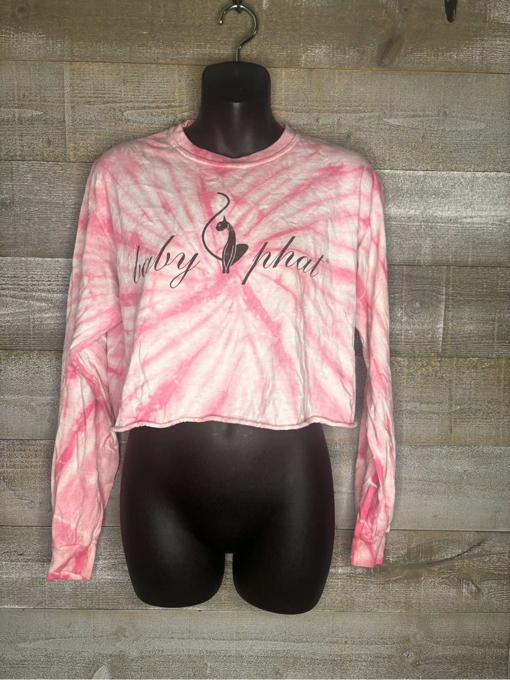 Baby Phat Pink Y2K 2000s vintage tie-Dye Cropped Long Sleeve Top
